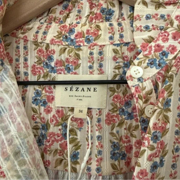 Sezane Floral Print Women's button up Top - Picture 5 of 5